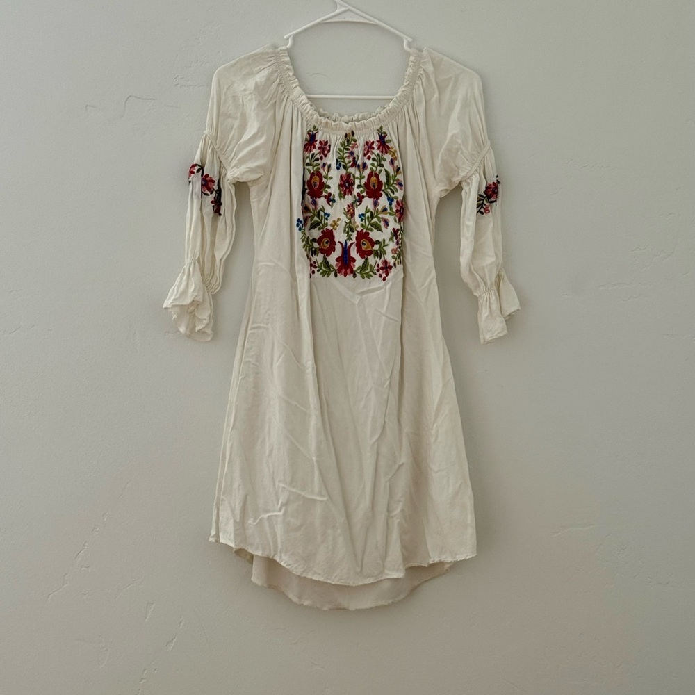Embroidered Cream Dress